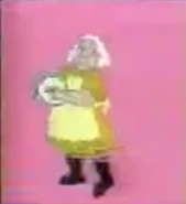 Muriel washing the dishes.