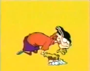 Edd scrubing the floor.