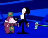 Grim tries to get a limbo to Hector and Boskov. Suddenly, Boskov slaps to Grim's bones before Billy and Mandy comes in for bringing them for him. This bumper is based on a scene from the pilot episode "Meet the Reaper".