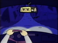 We see a first-person view of Fred driving the Mystery Machine (alongside Scooby and Shaggy in a rear view mirror). A fog appears and morphs into the Cartoon Network logo with the van near it.