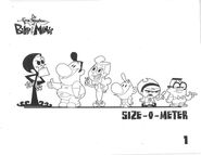 Size-o-meter model featuring Grim, Harold, Gladys, Billy, Mandy, and Irwin