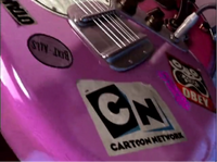 We see some stickers on the guitar, then the Cartoon Network logo appears as well.