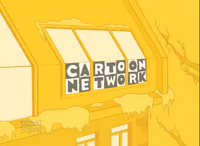 Buddy the First and Buddy the Second draw the Cartoon Network logo on the window from steam.