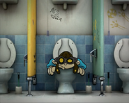 Numbuh 2 has trouble getting out of the toilet.