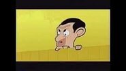 Mr. Bean gets kicked in the face.