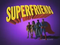 Wonder Woman catches Captain Cold with her Lasso of Truth. Then we see Superman kicking Black Manta. When the screen appears, we see all the Super Friends in a glorious stand.