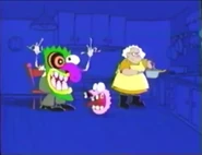 Powerhouse bumper where Eustace tries to scare Courage with his Ooga Booga mask