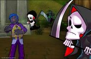The Grim nano's biography page from FusionFall