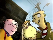 CityEds-Bad jawbreaker.png (4.13 MB) City era bumper where Ed eats a filthy jawbreaker, causing Double D and Eddy to want to vomit.