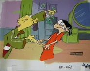EdEddnEddyFaLaLaLaEdanimationcel.jpeg (107 KB) animation cel of the scene where Ed tries to kiss Double D under a mistletoe from the episode, Fa La La La Ed
