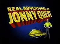 Race is driving in a snowboard. On some of the bumpers, the show's name is misspelt, Real Adventures Of Johnny Quest.