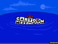 In the depths of the sea, Tin-Tin cuts off wires holding a rectangular-shaped block, which appears to be Cartoon Network logo once it floats across the surface.