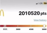 An image showing CaseOh's McDonald's app points. If you look closely, you can see that the number is actually edited to with a 20 in the front.