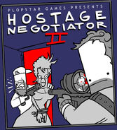 Cover art for a nonextistant game titled "Hostage Negotiator II". Above that, it says that the game is presented by "Plopstar Games".