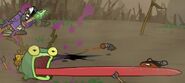 Player Blacksmith uses a similar looking frog as his Splash Attack and Air Projectile.