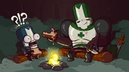 Castle Crashers Artwork 03.jpg (347 KB) Green Knight under the effects of the Sandwich, with a shocked Blue Knight.