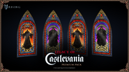 Glass windows depicting a vampire (most likely Dracula) and a wraith (most likely Death).