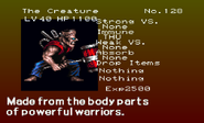 The Creature 's enemy list entry from The Dracula X Chronicles version of Symphony of the Night.