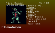 Fire Demon's enemy list entry from The Dracula X Chronicles version of Symphony of the Night