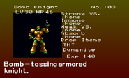 Bomb Knight enemy list entry from The Dracula X Chronicles version of Symphony of the Night.