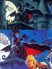 Top: The  1983 module, .Bottom:  in the Simon's Quest cover artwork.