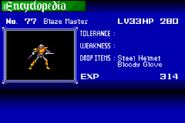 Blaze Master enemy list entry from Harmony of Dissonance.