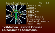 Spectral Sword enemy list entry from The Dracula X Chronicles version of Symphony of the Night.