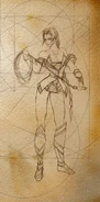 Sonia concept sketch in her default costume.