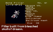 Bone Pillar enemy list entry from The Dracula X Chronicles version of Symphony of the Night.
