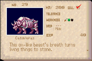 Catoblepas enemy list entry from Aria of Sorrow.