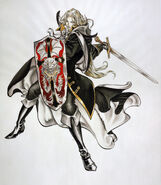 Alucard wielding the Alucard Sword and Alucard Shield. (artwork by Ayami Kojima)
