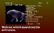 Warg enemy list entry from The Dracula X Chronicles version of Symphony of the Night.