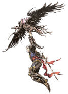 Concept art with a Bird-Type I.D. performing Glide from the Santa Lilio Sangre artbook.