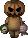 Pumpkin A stuffed rag doll with a Pumpkin head and able to wield the Vampire Killer (playable, parody).