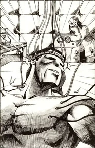 The Creature (front) and Dr. Frankenstein (background) from The Battle of Old Castle