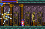 A room in Castle A adorned with grandfather clocks.