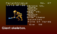 Paranthropus enemy list entry from The Dracula X Chronicles version of Symphony of the Night.