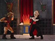 Simon Belmont attacking Dracula, from Robot Chicken