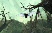 Gabriel performing the Double Jump relic skill with Seraph Shoulders.