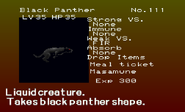 Black Panther's enemy list entry from The Dracula X Chronicles version of Symphony of the Night