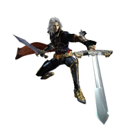 Hector welding Broad Sword and Short Sword in Curse of Darkness.
