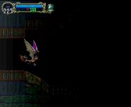 Alucard using the Echo of Bat to traverse the spiked trap room in Symphony of the Night.