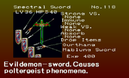 Spectral Sword enemy list entry from The Dracula X Chronicles version of Symphony of the Night.