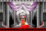 A large female statue crying tears of blood in Graham's throne room in Castlevania: Aria of Sorrow.