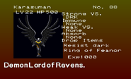 Karasuman enemy list entry from The Dracula X Chronicles version of Symphony of the Night.