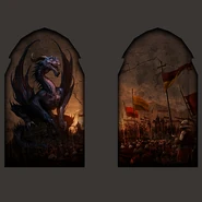 The dragon over a battlefield.