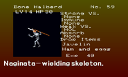 Bone Halberd enemy list entry from The Dracula X Chronicles version of Symphony of the Night.