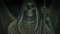 Death's statue in "Murder Wakes It Up".