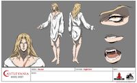 Alucard in night shirt - model sheet for Season 3.