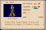 Iron Golem's enemy list entry from Aria of Sorrow.